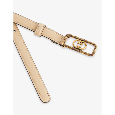 Shop Gucci Women's Lt Powder Logo-buckle Leather Belt