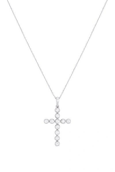 Greg Yuna Diamond Bezel Cross Necklace In Silver