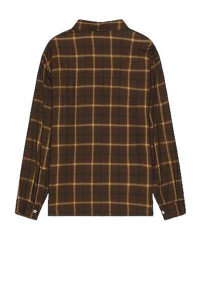 Palm Angels Camicia A Maniche Lunghe Con Monogram In Brown & Off White