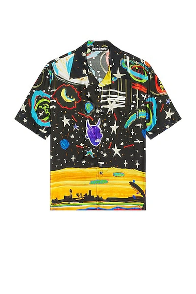 Shop Palm Angels Starry Night Bowling Shirt In Black & Multi