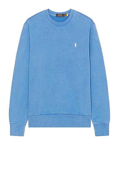 Shop Polo Ralph Lauren Loopback Terry Crew In Summer Blue