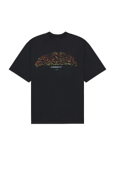 Shop Balenciaga Medium Fit T-shirt In Faded Black & Red