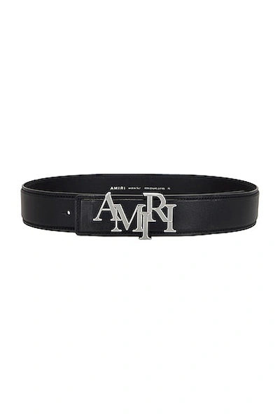 Shop Amiri 4cm Staggered Belt In Black & Nickel