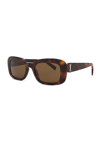 Saint Laurent Rectangular Frame Sunglasses Sunglasses In Havana