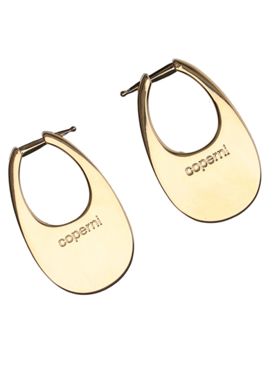 Shop Coperni Swipe Medium Hoop Earrings In Gold