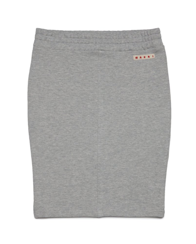 Shop Marni Kids Logo Patch Straight Hem Skirt In Grey