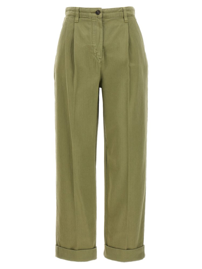 Shop Etro Pegaso Embroidered Cropped Pants In Green