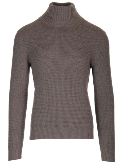 Shop Tagliatore Turtleneck Knitted Sweater In Grey