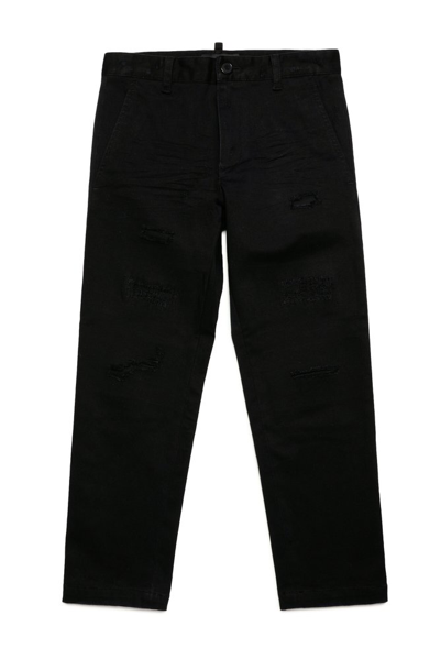 Shop Dsquared2 Kids Distressed Tapered Jeans In Black
