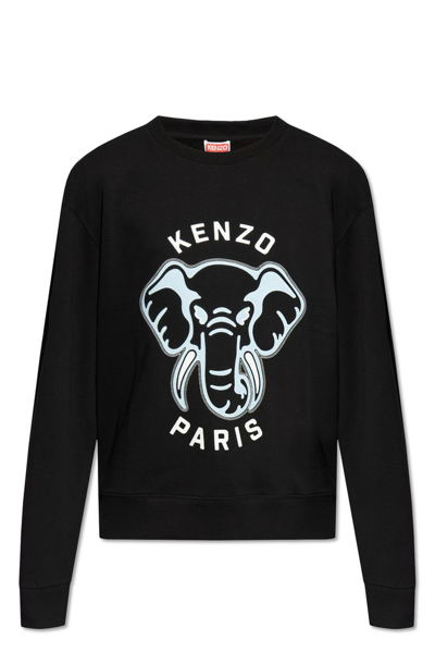 Shop Kenzo Logo Printed Crewneck Sweatshirt In Black