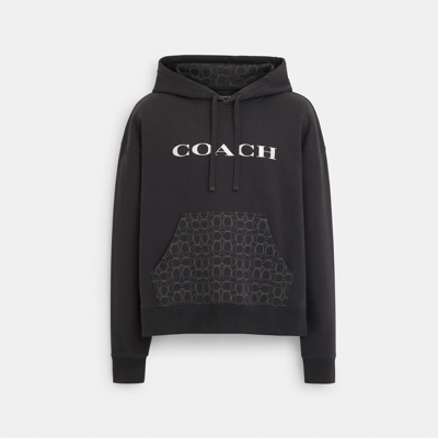 Shop Coach Outlet Signature Hoodie In Black