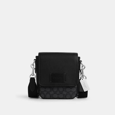 Shop Coach Outlet Lucas Crossbody In Signature Jacquard In Black