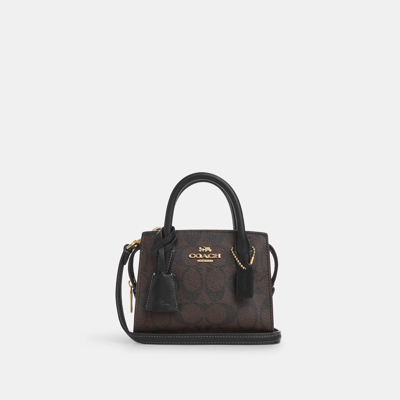Shop Coach Outlet Andrea Mini Carryall In Signature Canvas In Brown