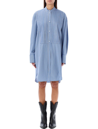 Shop Isabel Marant Rineta Buttoned Mini Shirt Dress In Multi