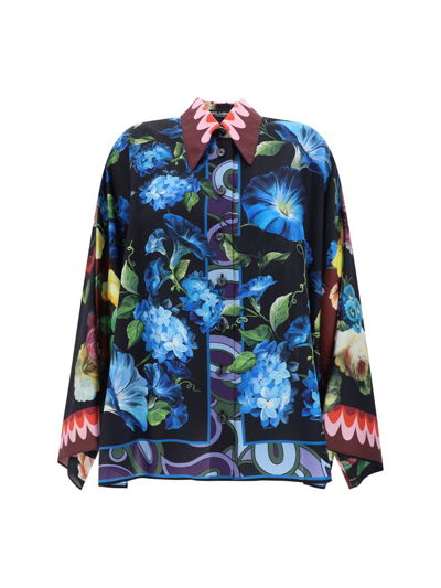 Shop Dolce & Gabbana Floral Printed Oversized Shirt In Multi