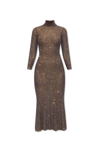 Shop Balenciaga Sequin Embellished Maxi Dress In Gold