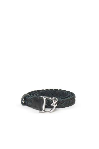 Shop Dsquared2 Kids Logo Plaque Braided Belt In Black