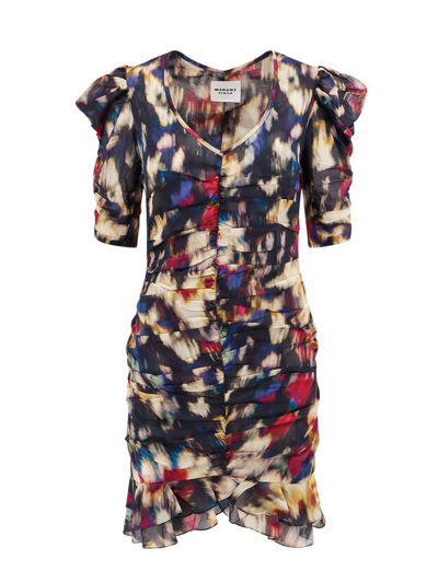 Shop Isabel Marant Étoile Ruched Detailed Mini Dress In Multi