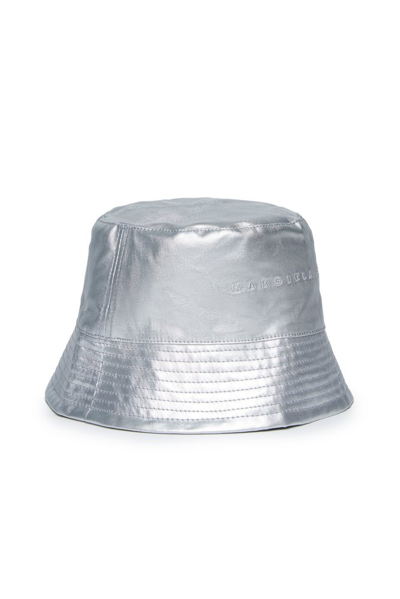 Shop Mm6 Maison Margiela Kids Logo Embroidered Bucket Hat In Silver