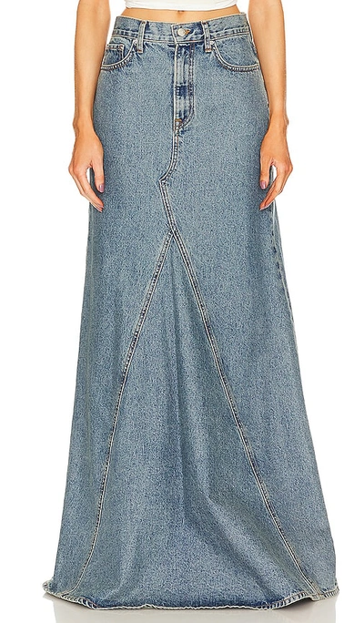 Shop Grlfrnd Fiona Godet Maxi Skirt In Blue