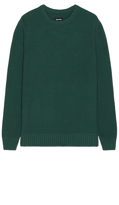 Shop Brixton Jacques Waffle Knit Sweater In Pine Needle