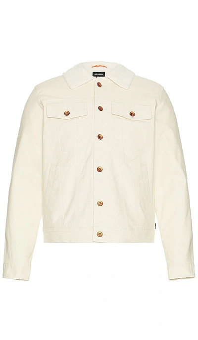 Shop Brixton Builders Cable Stretch Sherpa Lined Trucker Jacket In Cream
