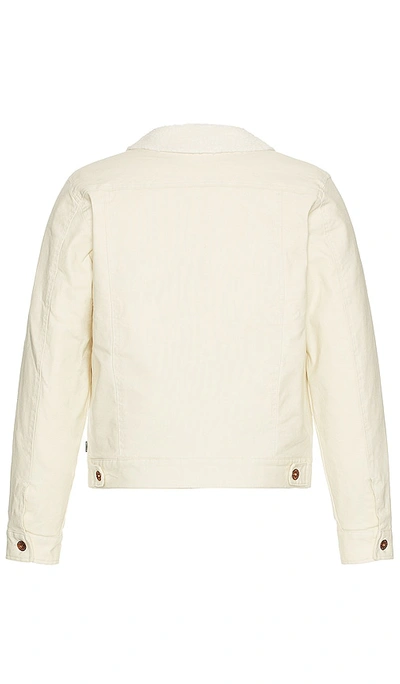 Shop Brixton Builders Cable Stretch Sherpa Lined Trucker Jacket In Cream