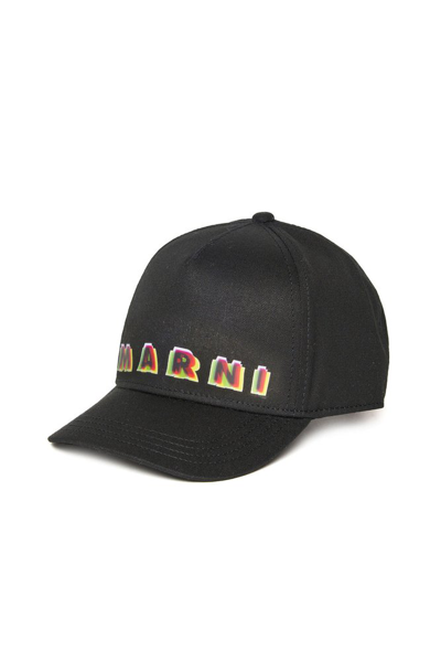 Shop Marni Kids Logo Printed Baseball Cap In Black