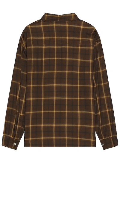 Palm Angels Camicia A Maniche Lunghe Con Monogram In Brown & Off White