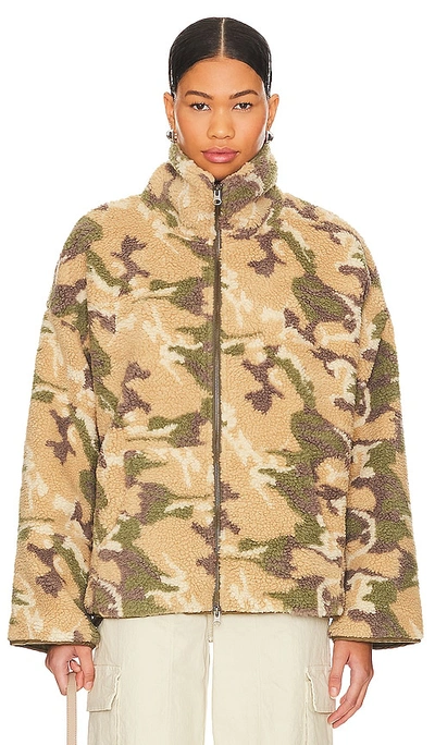 Shop Nsf Wyatt Oversize Zip Front Jacket In Nude,army