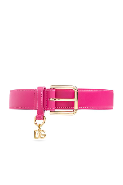 Shop Dolce & Gabbana Dg Logo Plaque Belt In Pink