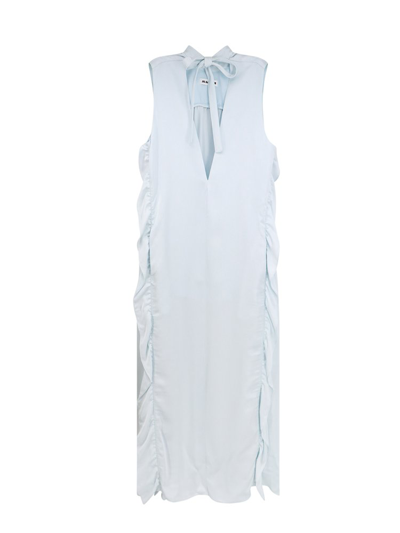 Shop Jil Sander Ruffled Sleeveless Maxi Dress In Blue