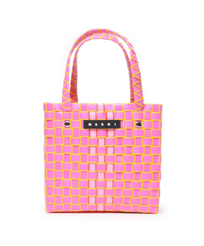 Shop Marni Kids Box Logo Patch Shoulder Bag In Pink