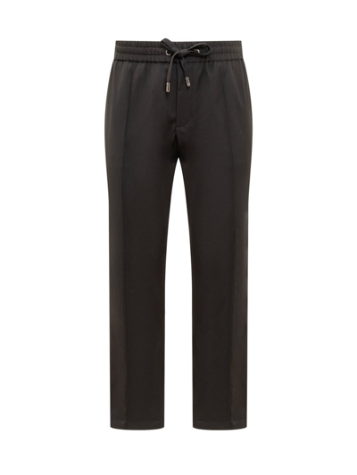 Shop Dolce & Gabbana Straight Leg Drawstring Pants In Black