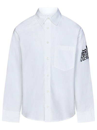 Shop Dsquared2 Kids Logo Printed Straight Hem Shirt In White