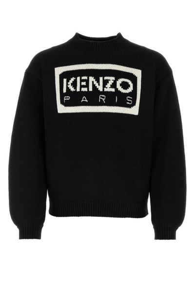 Shop Kenzo Logo Intarsia Knitted Jumper In Black