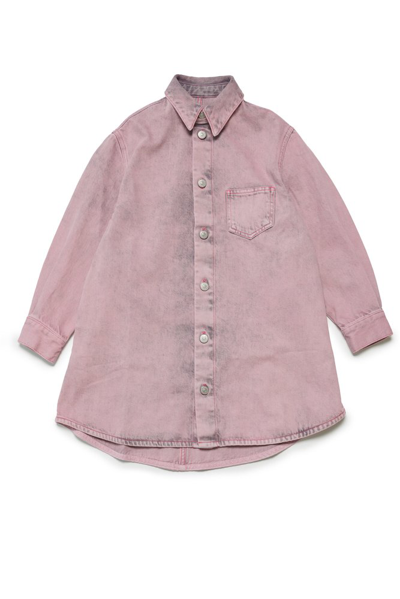 Shop Mm6 Maison Margiela Kids Denim Shirt Dress In Pink