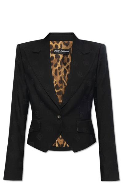 Shop Dolce & Gabbana Dg Logo Jacquard Spencer Jacket In Black