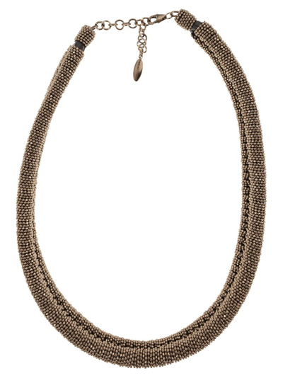 Shop Brunello Cucinelli Bead Detailed Necklace In Gold