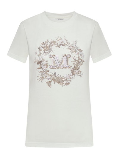 Shop Max Mara Logo Embellished Crewneck T In White