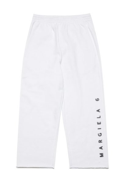 Shop Mm6 Maison Margiela Kids Logo Printed Track Pants In White