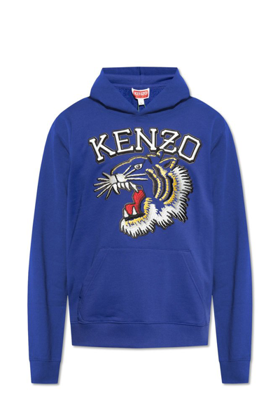 Shop Kenzo Tiger Embroidered Kangaroo In Purple