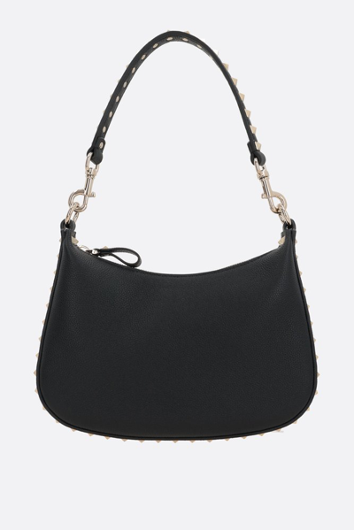 Shop Valentino Garavani Rockstud Zipped Small Shoulder Bag In Black