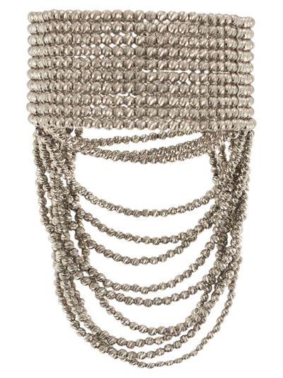 Shop Brunello Cucinelli Draped Cuff Bracelet In Silver
