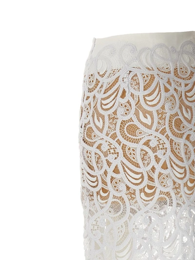 Shop Ermanno Scervino Lace Longuette Skirt In White