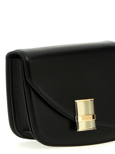 Shop Ferragamo 'fiamma' Small Shoulder Bag In Black