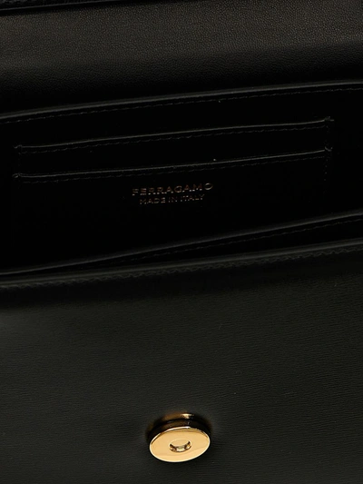 Shop Ferragamo 'fiamma' Small Shoulder Bag In Black