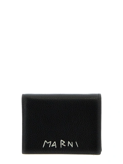 Shop Marni Logo Embroidery Wallet In Black