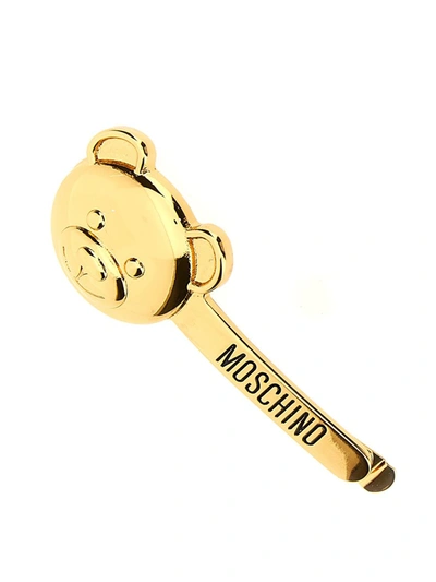 Shop Moschino 'teddy Bear' Hair Pin In Gold
