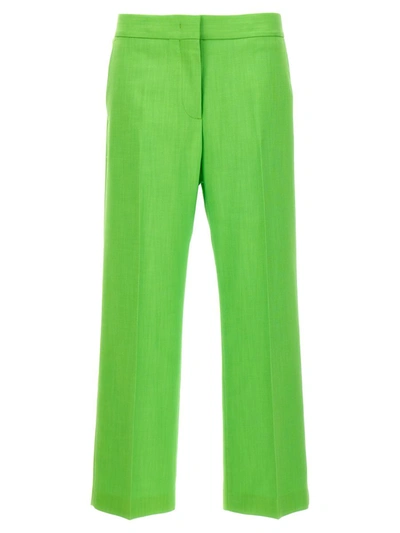 Msgm Flared Trousers With Pockets And Pleats In Green